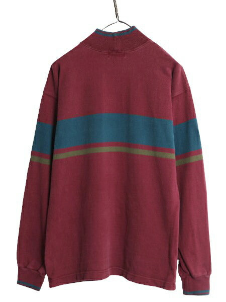 80s USA製 エルエルビーン モックネック ボーダー 長袖 Tシャツ メンズ S / 80年代 ヴィンテージ LLBEAN ラガーシャツ 素材 ヘビーウェイト