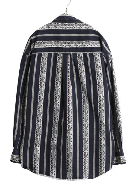 80s チャップス ラルフローレン ストライプ 長袖 ボタンダウン シャツ メンズ L / ヴィンテージ ポロ 長袖シャツ ボタニカル マルチカラー