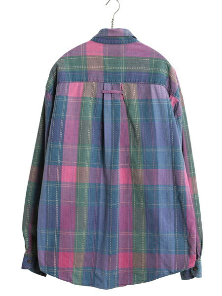 90s USA製 ペンドルトン チェック 長袖 ボタンダウン シャツ メンズ L ロボ オールド コットン ステッチ デザイン マルチカラー カジュアル