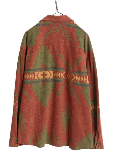 00s オービス ネイティブ 総柄 シャツ ジャケット メンズ XL オールド アウトドア ヘビーウェイト コットン 起毛 大きいサイズ ネルシャツ