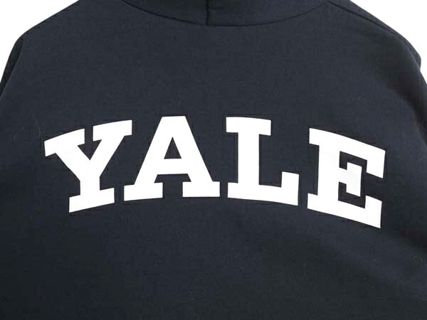 チャンピオン YALE カレッジ 両面 プリント フルジップ スウェット フード パーカー メンズ L 古着 トレーナー 裏起毛 イエール ネイビー