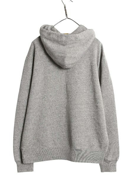 ポロ ラルフローレン プリント スウェット フード パーカー メンズ L 古着 ヴィンテージ モデル 前V トレーナー 裏起毛 プルオーバー 杢灰