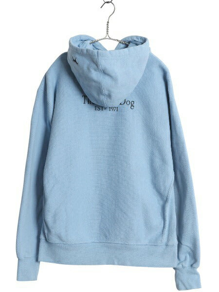 00s The Black Dog ドッグ プリント スウェット フード パーカー メンズ レディース S / オールド ヘビーウェイト 犬 裏起毛 トレーナー 青