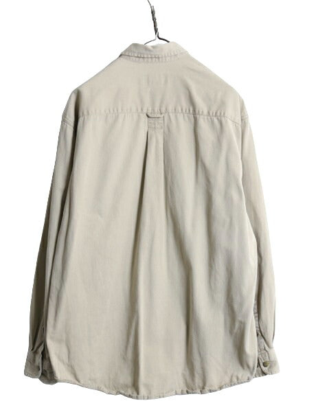 90s エディーバウアー 長袖 ボタンダウン シャツ メンズ M / 90年代 オールド Eddie Bauer 長袖シャツ コットン ワンポイント ポケット付き