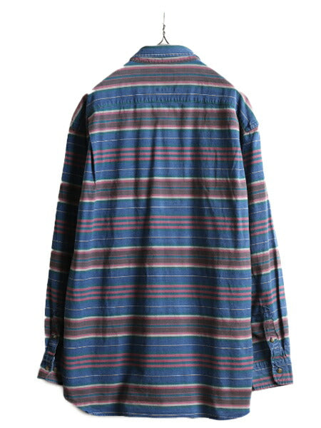 90s 大きいサイズ XL ■ ドッカーズ リーバイス ボーダー 長袖 ボタンダウン シャツ メンズ 古着 90年代 オールド LEVIS DOCKERS コットン