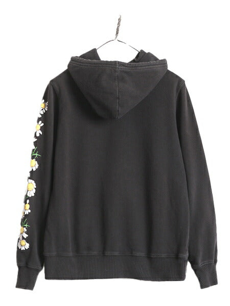 ノースフェイス プリント スウェット フード パーカー レディース S / 古着 The North Face プルオーバー 裏起毛 アウトドア 袖プリント 黒