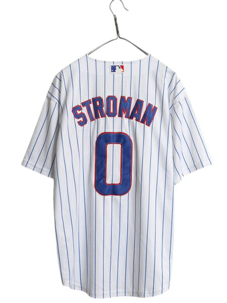 カブス ベースボール シャツ メンズ M / 古着 MLB オフィシャル ナイキ スウッシュ 大リーグ ユニフォーム ゲームシャツ 半袖シャツ 重ね着