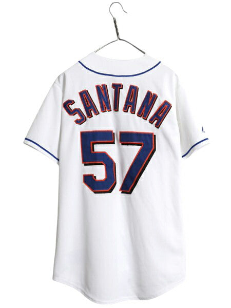 メッツ ベースボール シャツ メンズ M / MLB オフィシャル マジェスティック 大リーグ ユニフォーム ゲームシャツ 半袖シャツ ジャージ 白