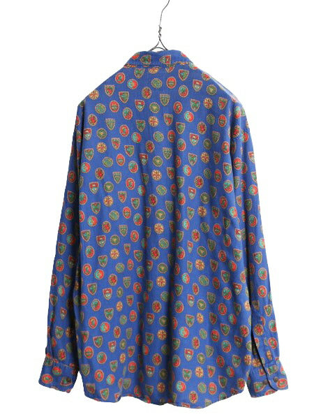 90s OLD GAP 総柄 長袖 ボタンダウン シャツ メンズ M / 90年代 オールド ギャップ 長袖シャツ コットン マルチカラー 紺タグ ポケット付き