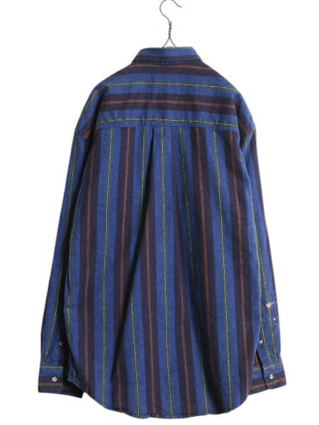 90s USA製 エディーバウアー ストライプ ヘビー フランネル シャツ メンズ M 90年代 オールド Eddie Bauer コットン ネルシャツ 長袖シャツ
