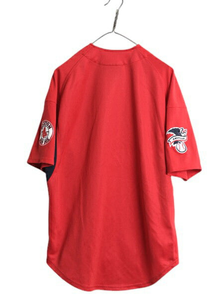 レッドソックス ベースボール シャツ メンズ S MLB オフィシャル ナイキ 大リーグ ユニフォーム ゲームシャツ ジャージ スウッシュ 重ね着