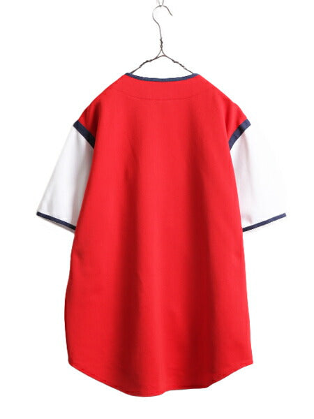 MLB オフィシャル TRUE FAN インディアンズ ベースボール シャツ メンズ L / 古着 ゲームシャツ ユニフォーム メジャーリーグ 半袖シャツ