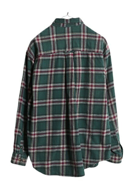 90s エディーバウアー チェック ボタンダウン フランネル シャツ メンズ L / オールド Eddie Bauer ネルシャツ コットン 白タグ 長袖シャツ