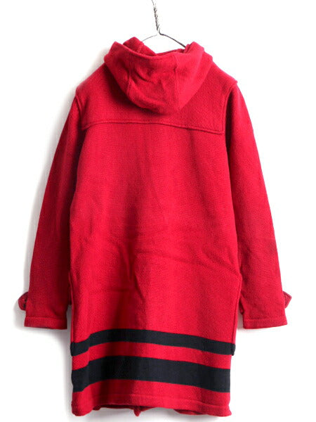 LRL ■ LAUREN JEANS ラルフローレン ラム ウール ニット ダッフル コート ( レディース L ) 古着 POLO ポロ ジャケット ロング ボーダー