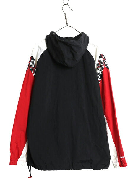 ブルズ ナイロン アノラック パーカー ジャケット メンズ L NBA オフィシャル ミッチェルアンドネス プルオーバー スタジャン ハーフジップ