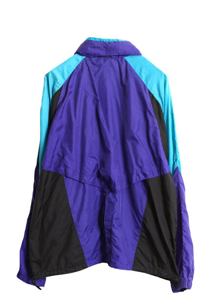 90s ナイキ フルジップ ナイロン トラック ジャケット メンズ L 古着 初期 銀タグ オールド ウインドブレーカー ブルゾン 薄手 収納 フード