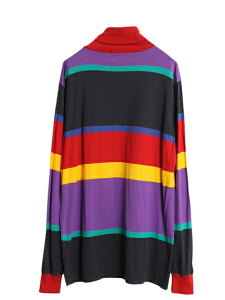 90s ポロ ラルフローレン タートルネック ボーダー 長袖 Tシャツ メンズ XL / 90年代 オールド スムース 素材 ワンポイント マルチカラー