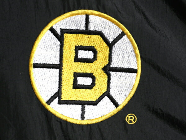 90s ブルーインズ フルジップ ナイロン ジャケット メンズ L / オールド NHL オフィシャル スターター スタジャン ブラック アイスホッケー