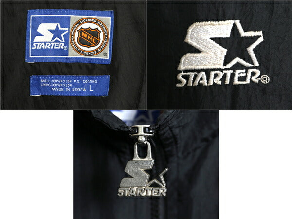 90s ブルーインズ フルジップ ナイロン ジャケット メンズ L / オールド NHL オフィシャル スターター スタジャン ブラック アイスホッケー