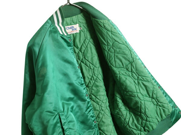 80s USA製 セルティックス ナイロン サテン スタジャン メンズ M / ヴィンテージ NBA オフィシャル 中綿 キルティング ライナー ジャンパー