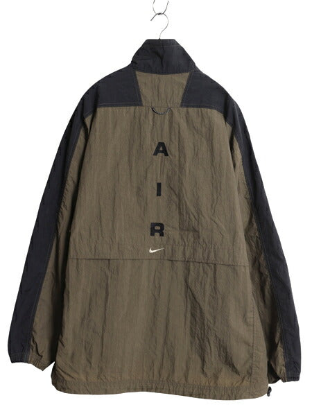 90s ナイキ ハーフジップ ナイロン ジャケット メンズ L オールド 古着 ウインドブレーカー プルオーバー ツートン スウッシュ アノラック