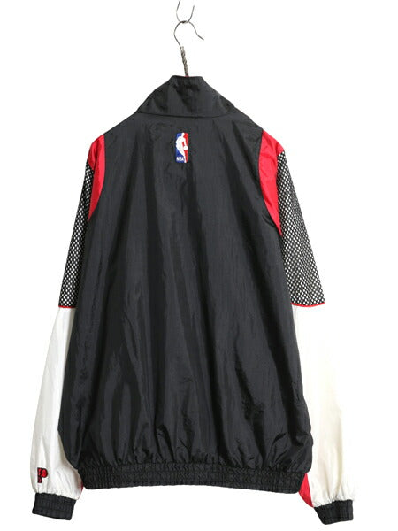 90s ブルズ フルジップ ナイロン ジャケット メンズ XL / オールド NBA オフィシャル バスケ マイケル ジョーダン スタジャン 大きいサイズ