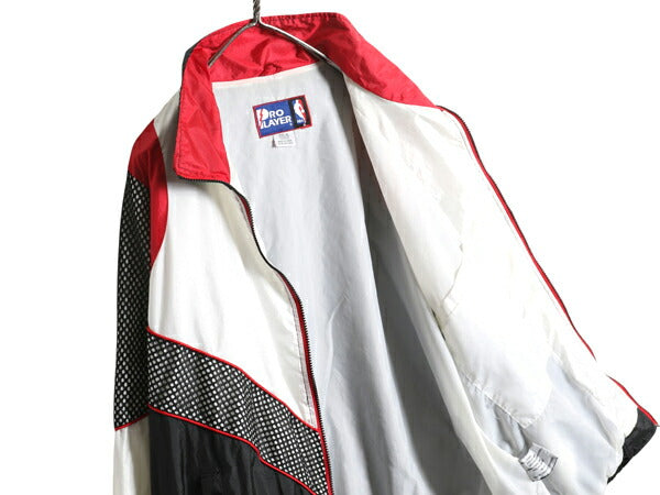 90s ブルズ フルジップ ナイロン ジャケット メンズ XL / オールド NBA オフィシャル バスケ マイケル ジョーダン スタジャン 大きいサイズ