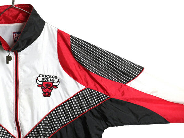 90s ブルズ フルジップ ナイロン ジャケット メンズ XL / オールド NBA オフィシャル バスケ マイケル ジョーダン スタジャン 大きいサイズ