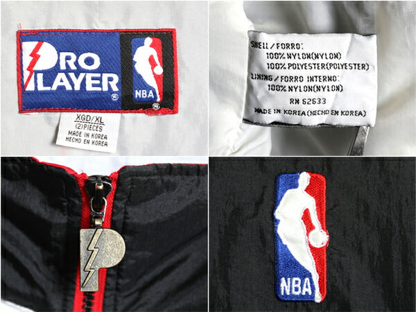 90s ブルズ フルジップ ナイロン ジャケット メンズ XL / オールド NBA オフィシャル バスケ マイケル ジョーダン スタジャン 大きいサイズ