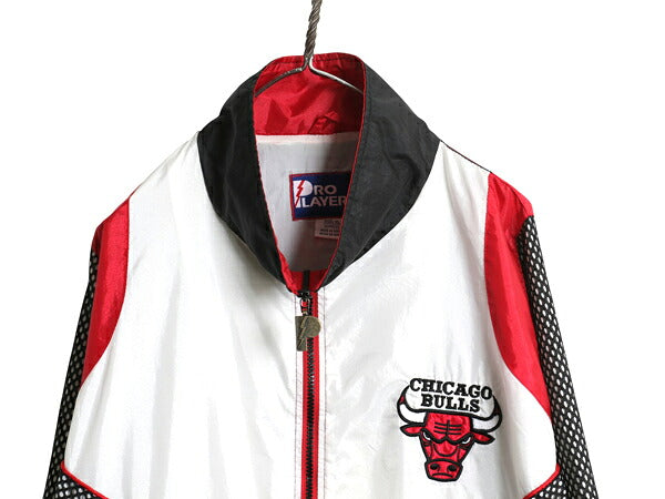90s ブルズ フルジップ ナイロン ジャケット メンズ XL / オールド NBA オフィシャル バスケ マイケル ジョーダン スタジャン 大きいサイズ