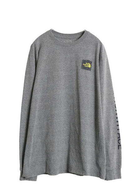 ノースフェイス 3面 プリント 長袖 Tシャツ メンズ XXL / ロンT 刺繍 グラフィック バックプリント 袖プリント カットソー 大きいサイズ 灰