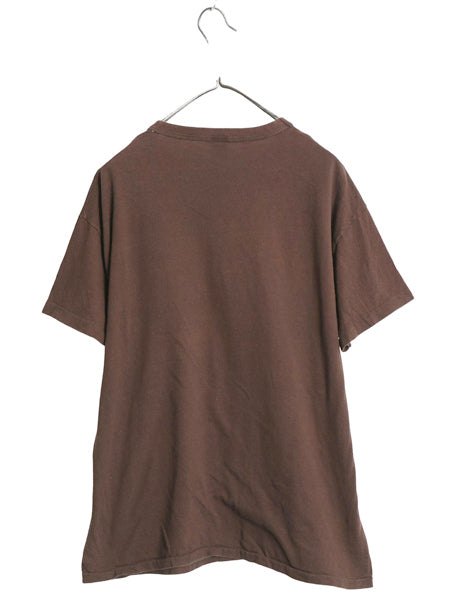 80s メッセージ プリント Tシャツ メンズ XL 古着 ヴィンテージ カットソー シングルステッチ シンプル ラッセル ジョーク 大きいサイズ 茶
