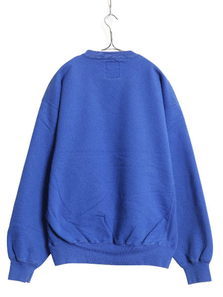 90s USA製 ラッセル 無地 スウェット メンズ レディース L オールド トレーナー 前V 裏起毛 ヘビーウェイト ワンポイント シンプル ブルー