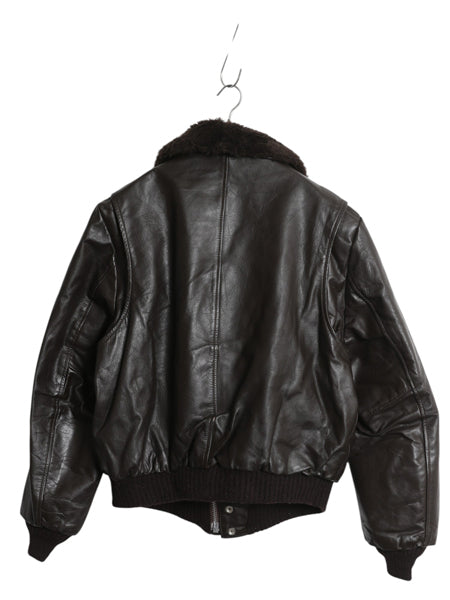 80s USA製 EXCELLED G-1 タイプ 本革 レザー フライト ジャケット メンズ L / 古着 ヴィンテージ A-2 革ジャン ボンバー ボア ライナー付き