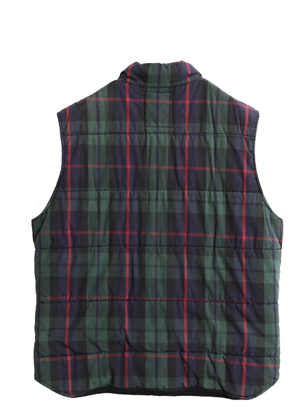 90s GAP MNT COUNTRY 中綿 キルティング ベスト メンズ S オールド アウトドア スポーツ チェック フルジップ 裏 フリース 重ね着 前開き