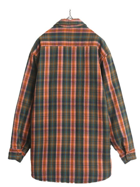 90s ウールリッチ 中綿 キルティング ライナー付き チェック フランネル シャツ メンズ L / 古着 90年代 Woolrich ネルシャツ 長袖シャツ