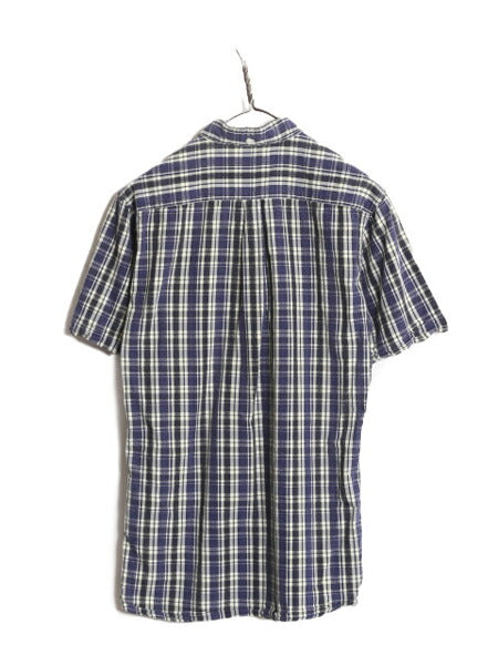 ブルックスブラザーズ シアサッカー チェック 3点留め 半袖 ボタンダウン シャツ メンズ S 古着 Brooks Brothers 半袖シャツ ポケット付き