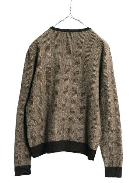 90s ポロ ラルフローレン ニット セーター レディース M 古着 90年代 オールド メリノ ウール アルパカ ポニー無し チェック クルーネック