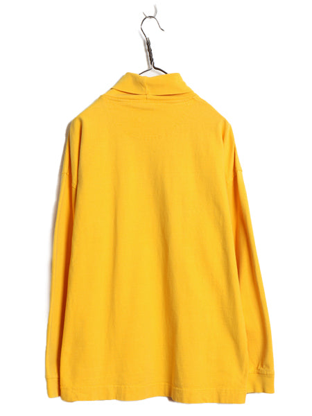 90s オールド ギャップ タートルネック 長袖 Tシャツ メンズ M ロンT ラガーシャツ 素材 ヘビーウェイト コットン ロングスリーブ 無地 黄