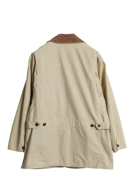 90s エルエルビーン ハンティング ジャケット レディース S / オールド コットン カバーオール ハーフ コート 襟 本革 レザー ワンポイント