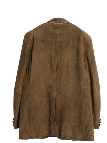 80s USA製 ブルックスブラザーズ 本革 ヌバック レザー テーラード ジャケット メンズ L 程 古着 ヴィンテージ ブレザー 革ジャン ブラウン
