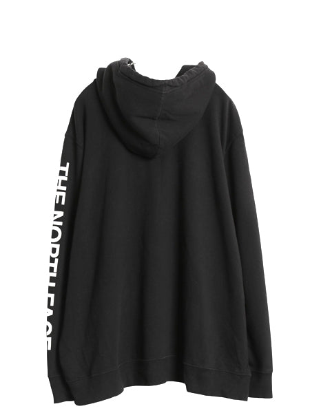 ノースフェイス フルジップ プリント スウェット フード パーカー メンズ XXL / アウトドア トレーナー 袖プリント 裏起毛 大きいサイズ 黒