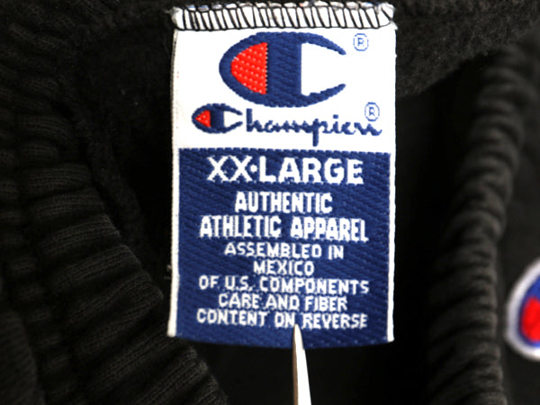 90s チャンピオン ポケット付き スウェット パンツ メンズ XXL / オールド 裏起毛 スクリプト ロゴ 目付き ヘビーウェイト 大きいサイズ 黒