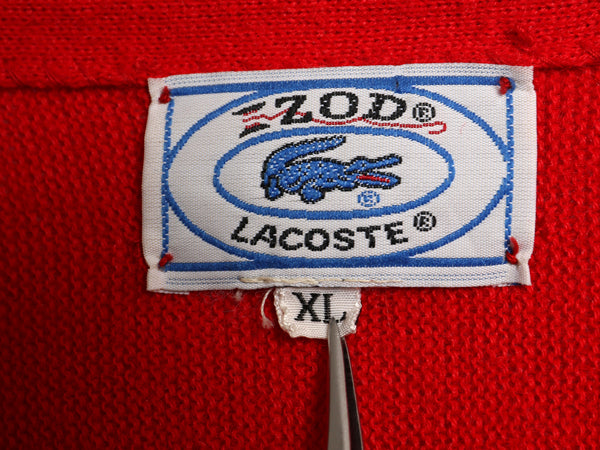 70s 80s ラコステ アクリル ニット カーディガン メンズ レディース XL 古着 ヴィンテージ 羽織り 前開き 糸巻タグ セーター 大きいサイズ