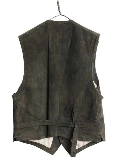 90s オールド ギャップ 本革 スウェード レザー テーラード ベスト メンズ XL オールレザー ライナー付き ジレ 重ね着 前開き 大きいサイズ