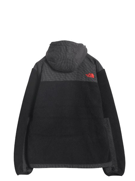 ノースフェイス フード付き デナリ ジャケット メンズ M / フリース チェック ナイロン パーカー ジャンパー フルジップ ブルゾン ブラック