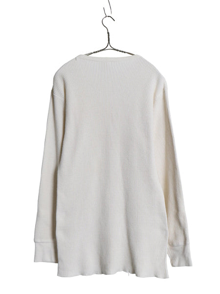 70s USA製 ヒルズ 長袖 サーマル Tシャツ メンズ XL ヴィンテージ 100% コットン クルーネック アンダーシャツ ワッフル 大きいサイズ 白