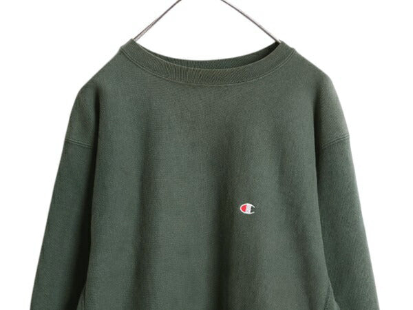 90s USA製 ★ チャンピオン リバースウィーブ スウェット メンズ XL / オールド トレーナー ヘビーウェイト 裏起毛 目付き ワンポイント 緑