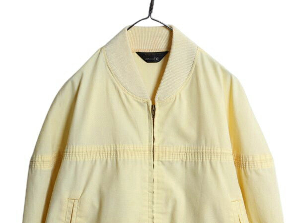 70s ★ JCPENNY ダービー タイプ ジャケット メンズ XL / 古着 ヴィンテージ フルジップ カップショルダー スイングトップ 大きいサイズ 黄