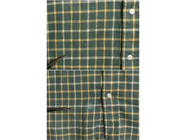 70s ★ チェック 3点留め ボタンダウン シャツ メンズ M / ヴィンテージ 6ボタン 長袖シャツ ポケット付き ノーアイロン スリム テーパード